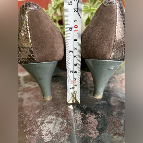 Poetic licence | brown suede wedge heels with golden snakeskin details | sz 6.5 - Picture 8 of 12